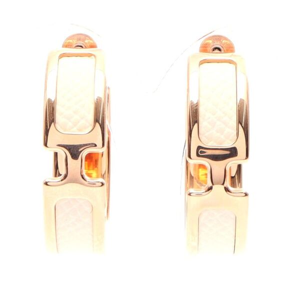 Hermes Oran Creole Earrings Gold Plated Leather - Picture 1 of 5
